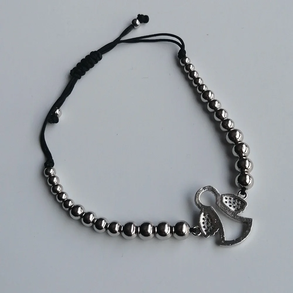 ✴️3/$25✴️Adjustable Bracelet Silver Beads Angel Charm Turquoise Clear - Picture 6 of 9